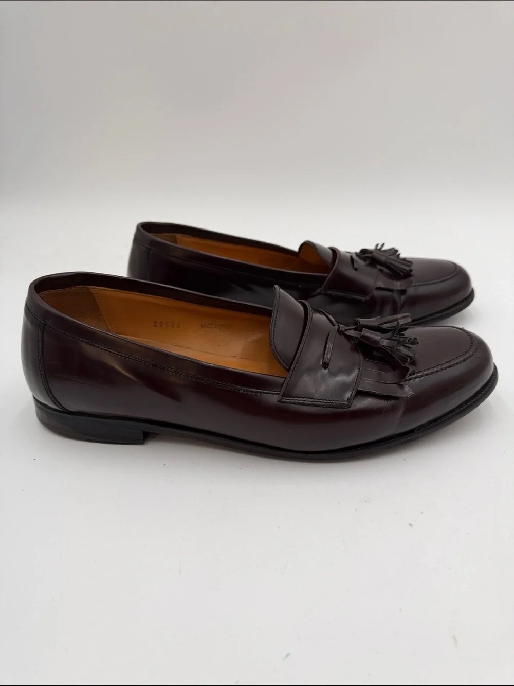 MEZLAN sz12 Kiltie Tassel Loafers Dark Brown Classic Dress Shoes Quiet Luxury